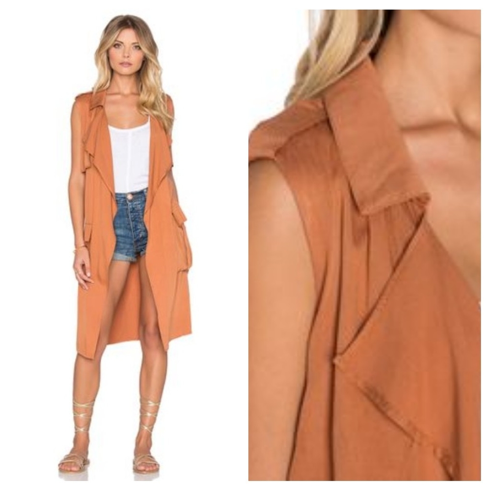 NEW Revolve Wilde Heart Bradley Teracotta Sleeveless Open Trench Jacket XS/S